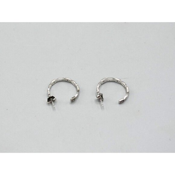Sterling Silver Small Hoop Earrings 3/4" Diameter 925 NV Stud Back Pre-Owned - Picture 2 of 9